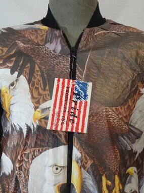 PRIDE American Eagle Bird Tyvek Animal Print Jacket Windbreaker Sz M L